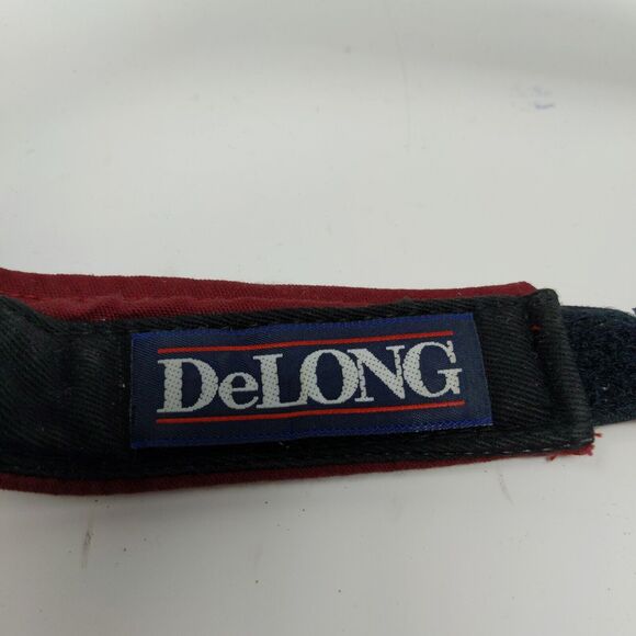 DeLong Strapback Sun Visor Hat Red & Yellow Embroidered Logo MC - Picture 10 of 10